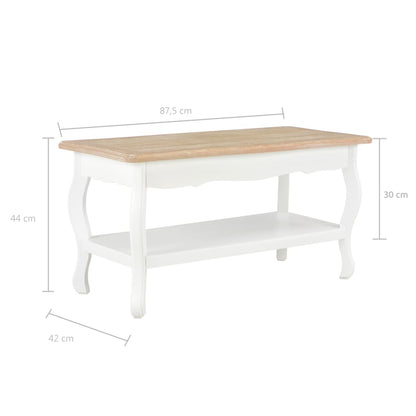 Soffbord Vit och Brun 87,5x42x44 cm massiv furu