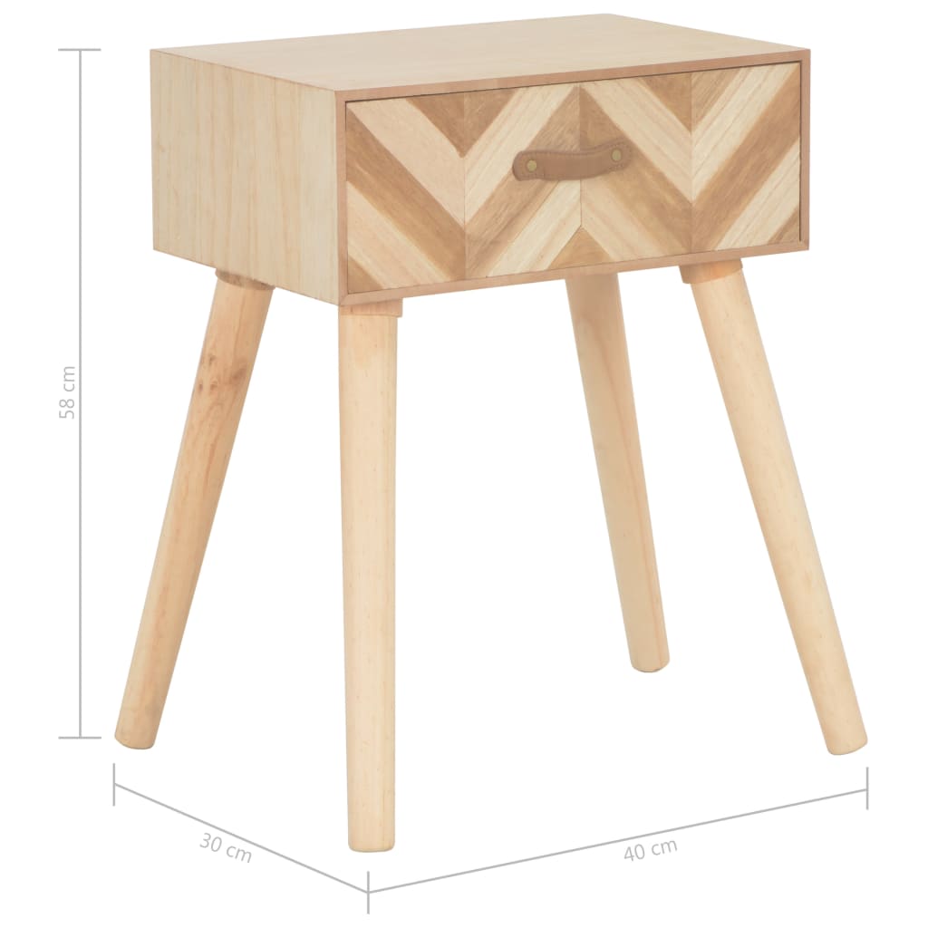 Sängbord med låda 44x30x58 cm massivt trä
