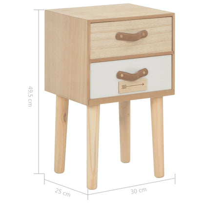 Sängbord med 2 lådor 30x25x49,5 cm massiv furu