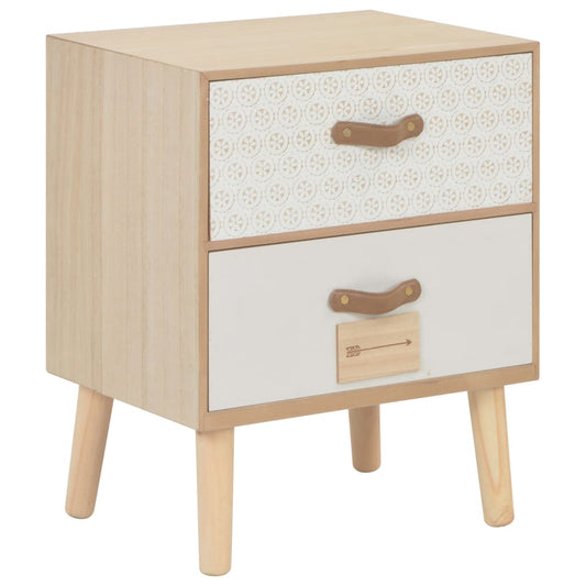 Sängbord med 2 lådor 40x30x49,5 cm massiv furu