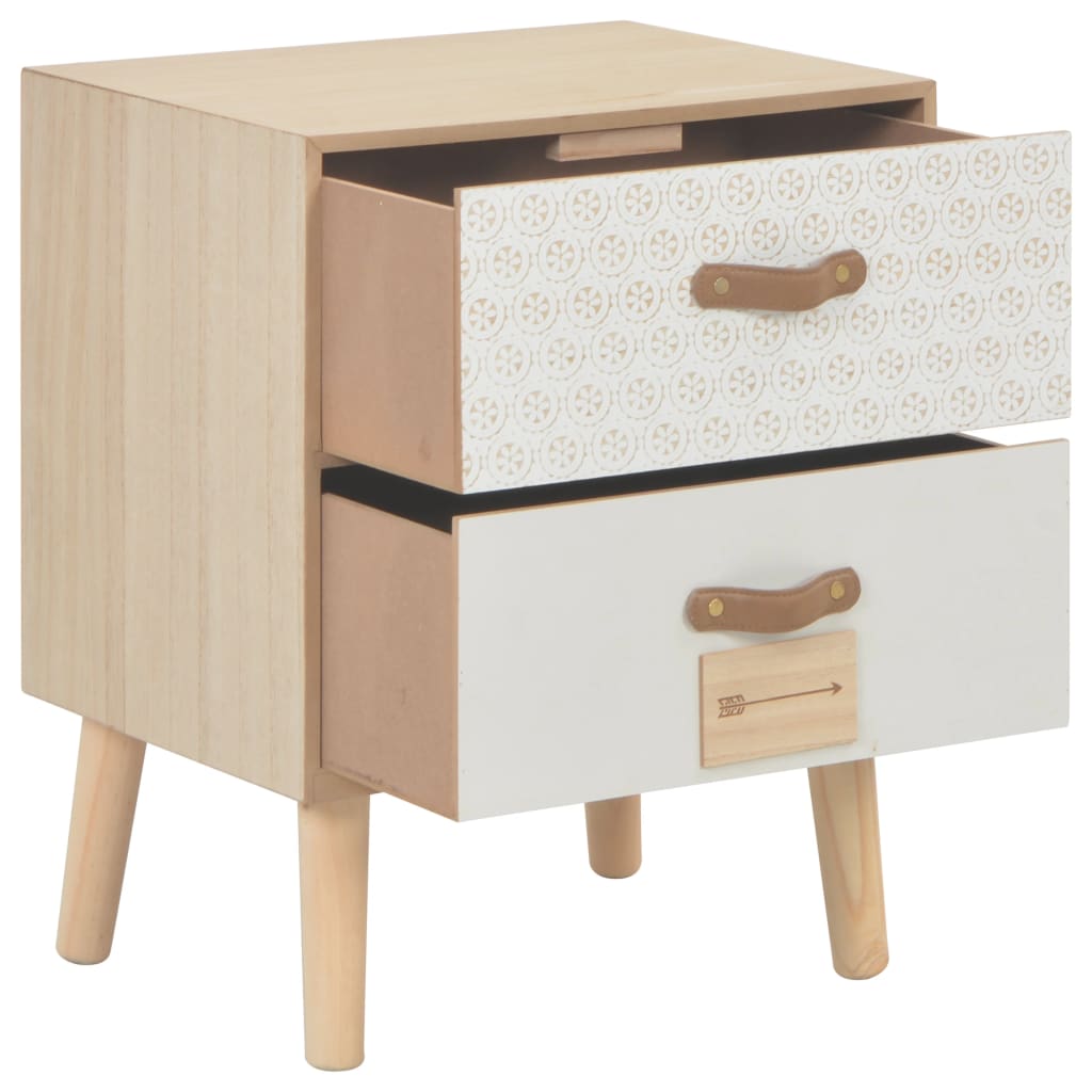 Sängbord med 2 lådor 40x30x49,5 cm massiv furu