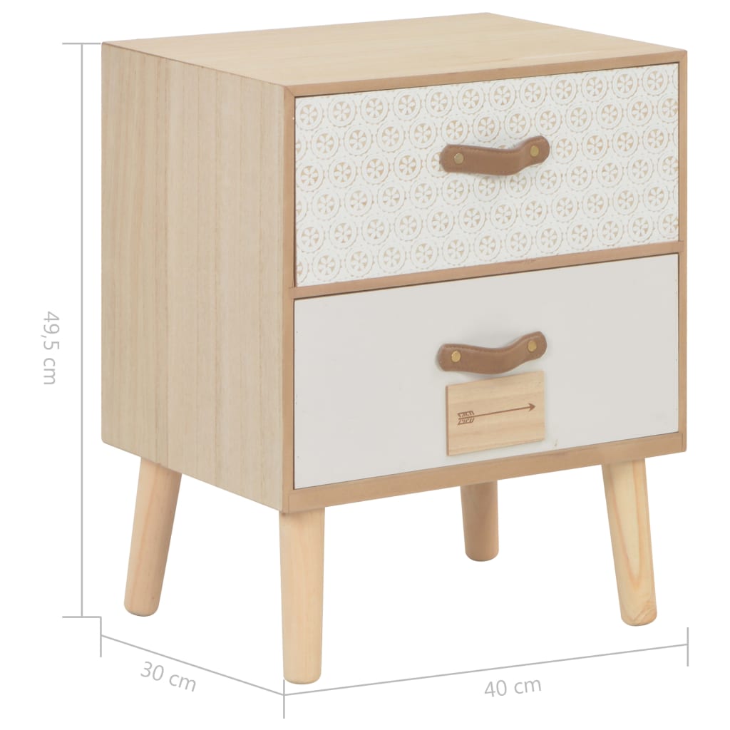 Sängbord med 2 lådor 40x30x49,5 cm massiv furu