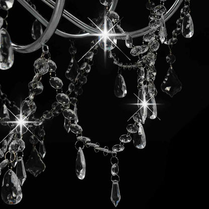 Taklampa Takkrona med pärlor silver 8 x E14-glödlampor