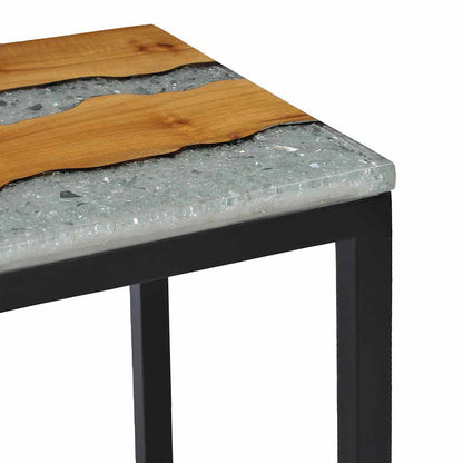 Sidobord Trä 3 st massiv teak och polyresin