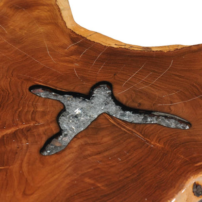 Soffbord Trä 70x45 cm massiv teak och polyresin