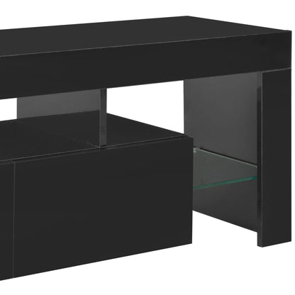 TV-Möbel Högglans Svart TV-Bänk LED-lampor 130x35x45 cm