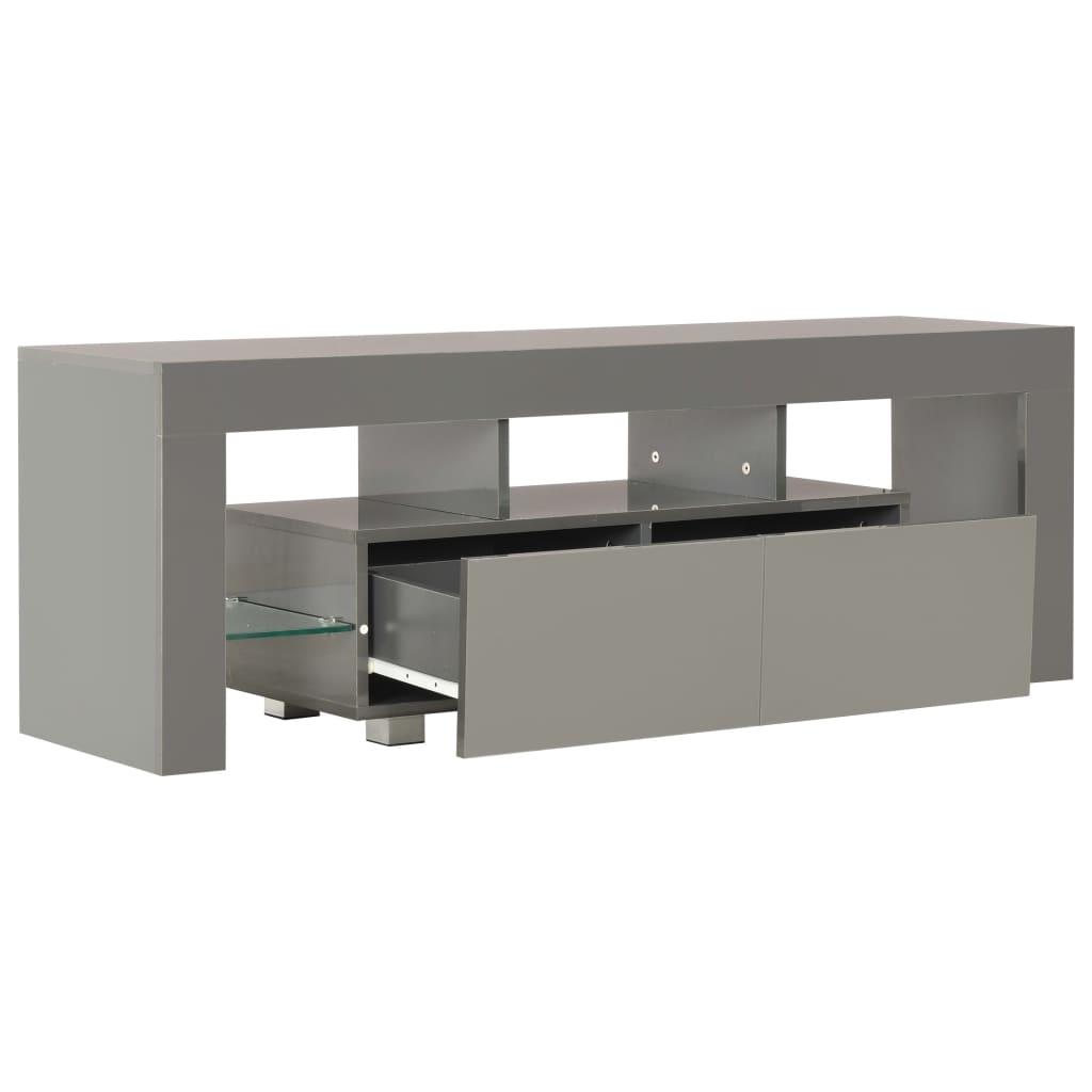 TV-Möbel Högglans Grå TV-Bänk LED-lampor 130x35x45 cm