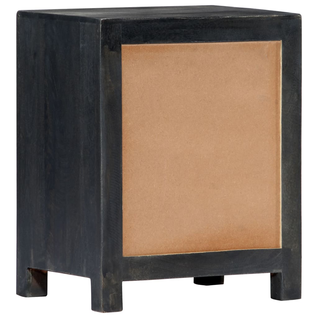 Sängbord Nattduksbord Grå handsnidat 40x30x50 cm massivt mangoträ