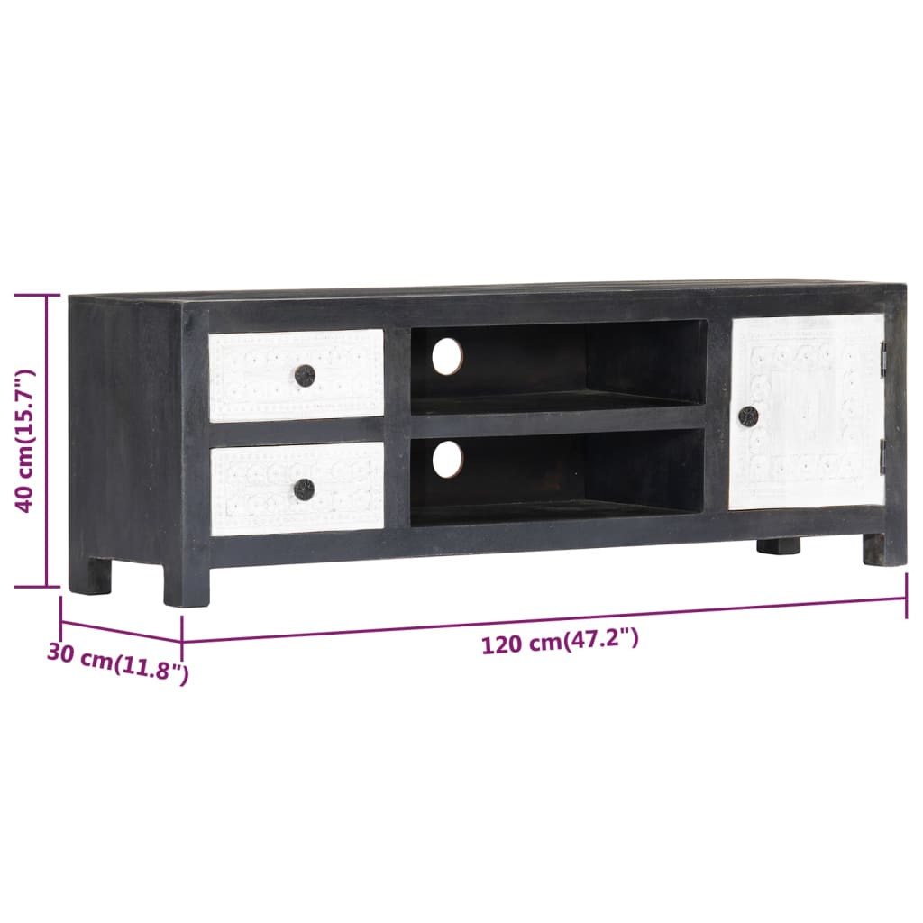 TV-Möbel Grå TV-Bänk 120x30x40 cm massivt mangoträ