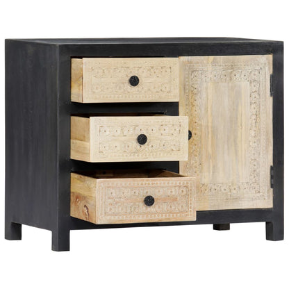 Skänk Grå handsnidad 75x35x60 cm massivt mangoträ