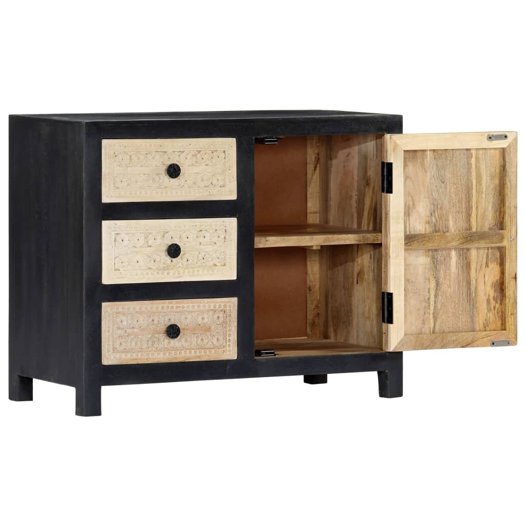 Skänk Grå handsnidad 75x35x60 cm massivt mangoträ