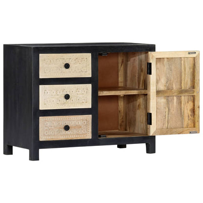 Skänk Grå handsnidad 75x35x60 cm massivt mangoträ