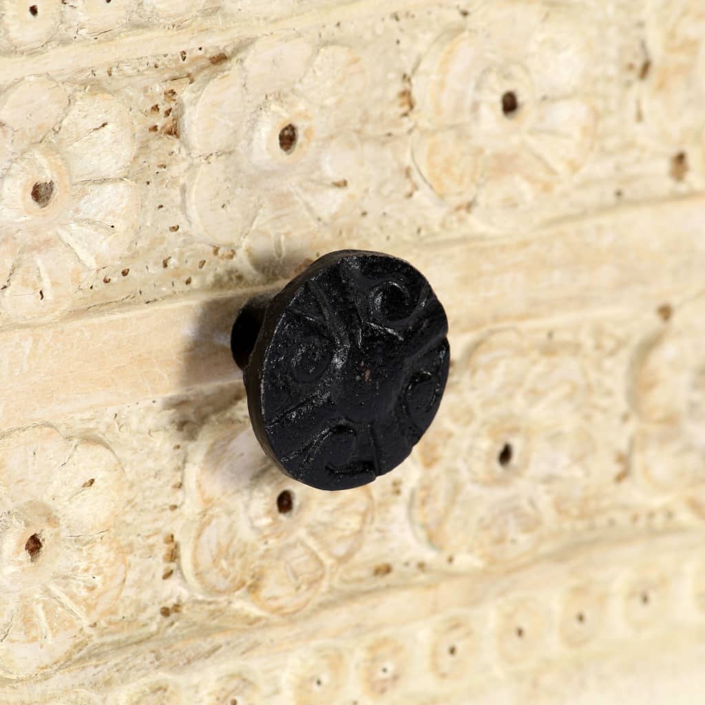 Skänk Grå handsnidad 75x35x60 cm massivt mangoträ