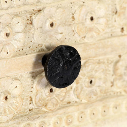 Skänk Grå handsnidad 75x35x60 cm massivt mangoträ