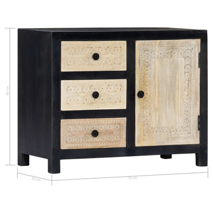 Skänk Grå handsnidad 75x35x60 cm massivt mangoträ