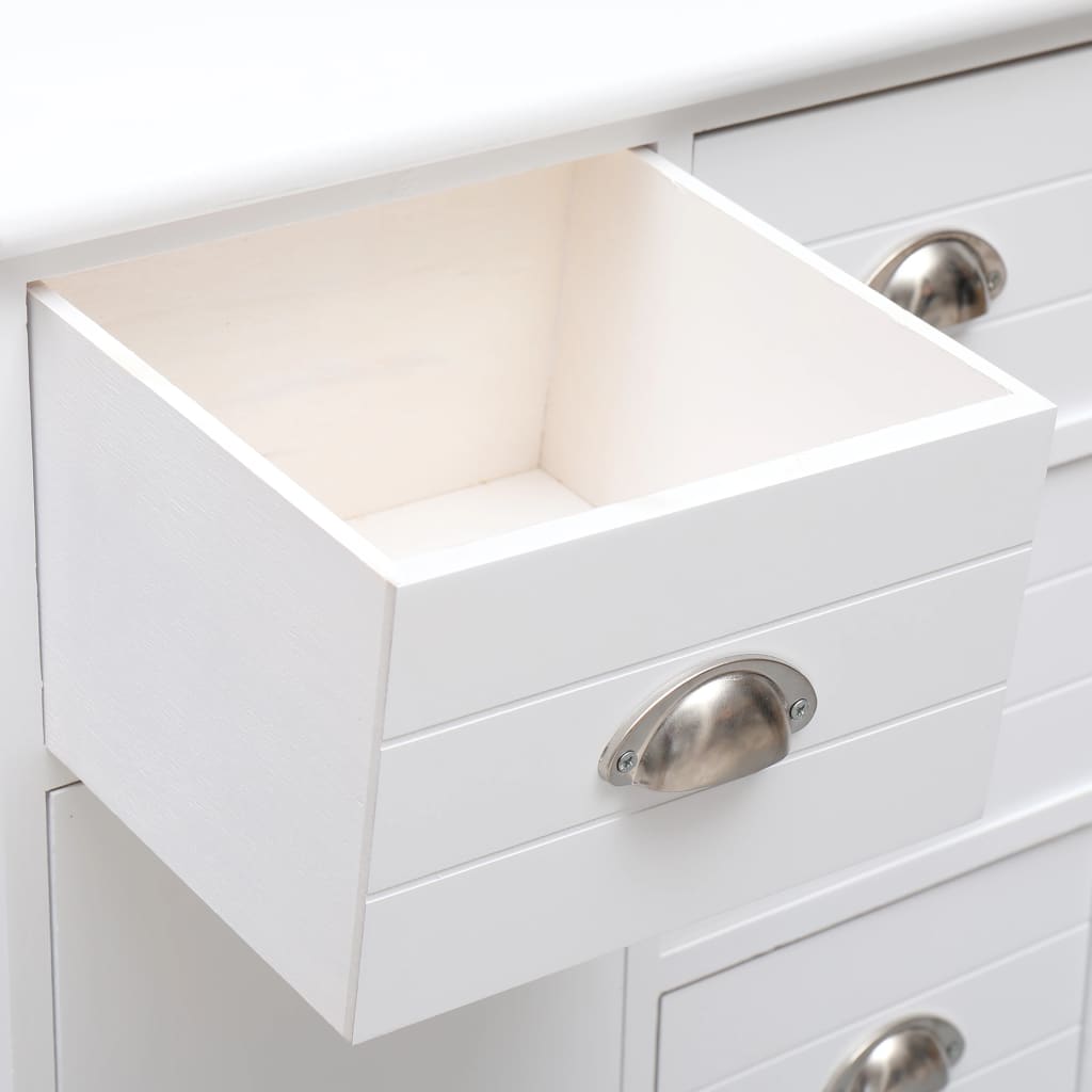 Skänk med 10 lådor vit 113x30x79 cm trä