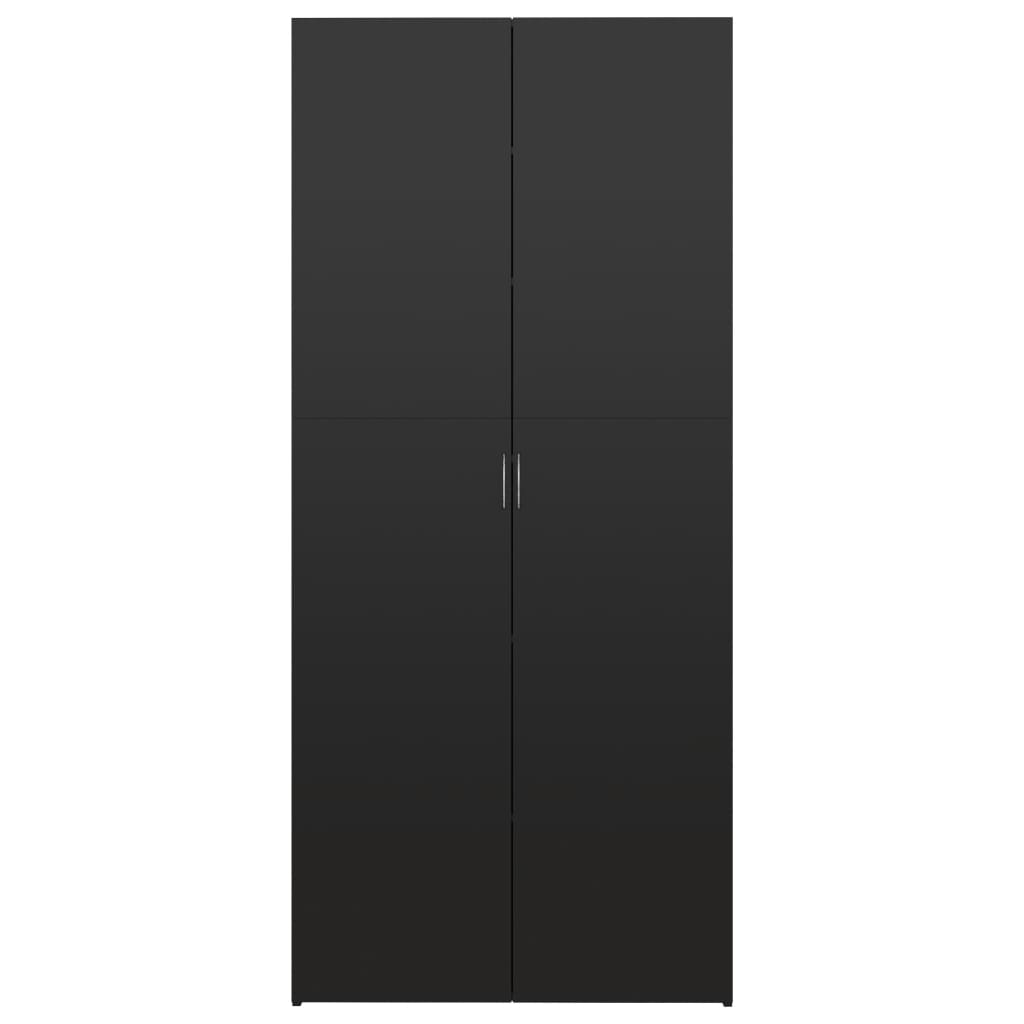 Skoställ Högglans Svart Skoskåp 80x35,5x180 cm