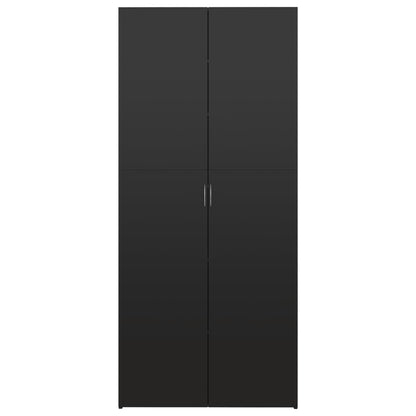 Skoställ Högglans Svart Skoskåp 80x35,5x180 cm