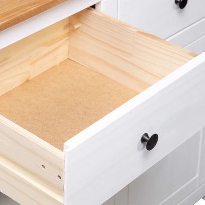 Skänk Vit 93x40x80 cm massiv furu panama