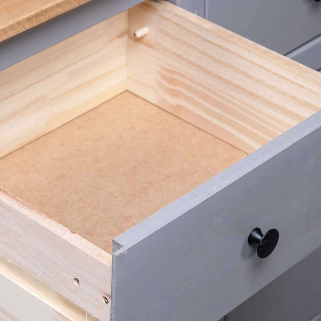 Skänk Grå 135x40x80 cm massiv furu panama