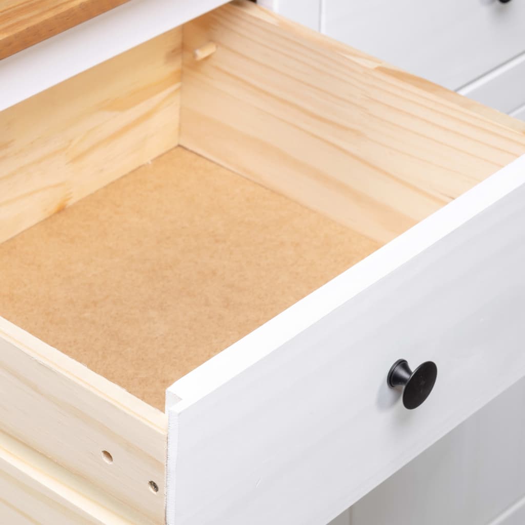 Skänk Vit 135x40x80 cm massiv furu panama