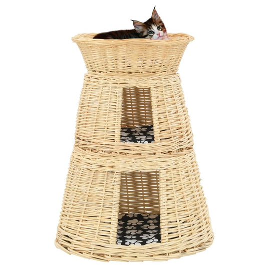 Kattmöbel Kattkorg 3 delar med dynor 47x34x60 cm naturlig pil