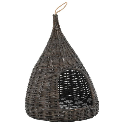 Kattmöbel Kattkoja med dyna Grå 40x60 cm naturlig pil tipi