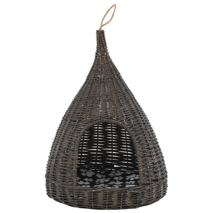 Kattmöbel Kattkoja med dyna Grå 40x60 cm naturlig pil tipi