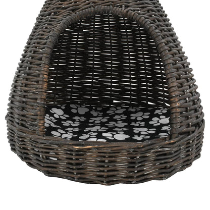Kattmöbel Kattkoja med dyna Grå 40x60 cm naturlig pil tipi