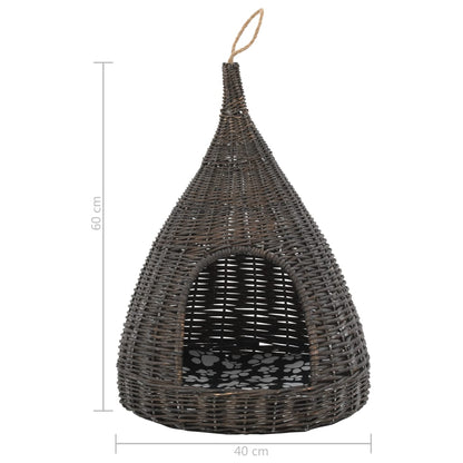 Kattmöbel Kattkoja med dyna Grå 40x60 cm naturlig pil tipi