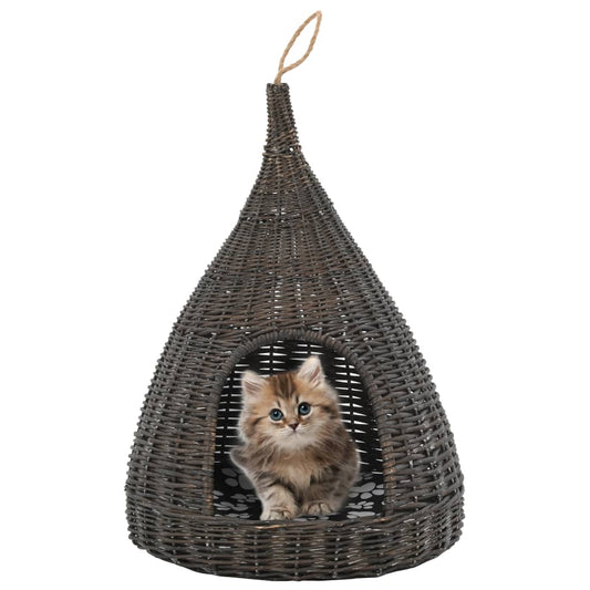 Kattmöbel Kattkoja med dyna Grå 40x60 cm naturlig pil tipi