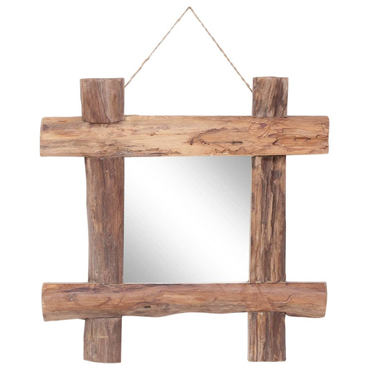 Väggspegel naturfärgad 50x50 cm återvunnen teak