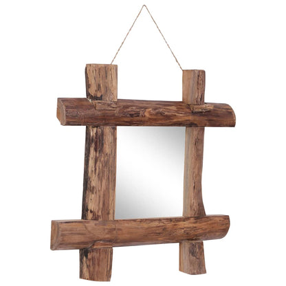 Väggspegel naturfärgad 50x50 cm återvunnen teak