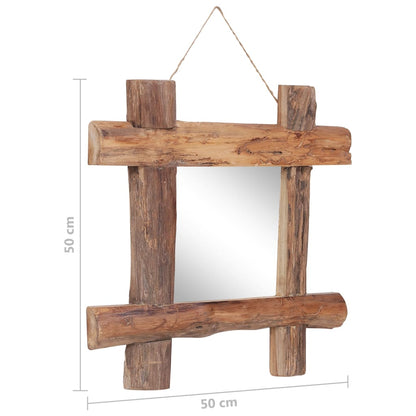 Väggspegel naturfärgad 50x50 cm återvunnen teak
