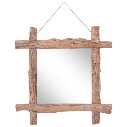 Väggspegel naturfärgad 70x70 cm återvunnen teak
