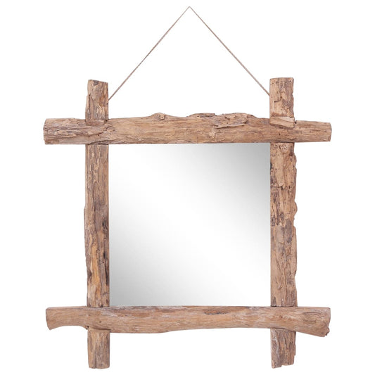 Väggspegel naturfärgad 70x70 cm återvunnen teak