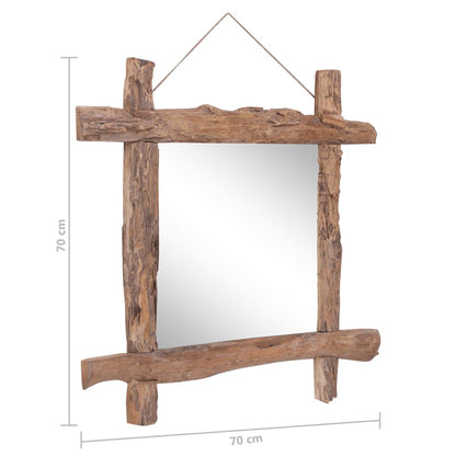 Väggspegel naturfärgad 70x70 cm återvunnen teak