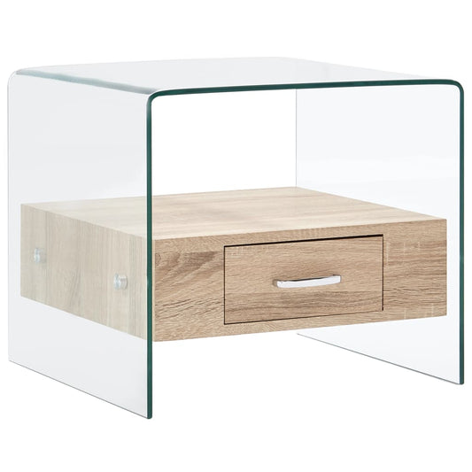 Sidobord DIV. med låda 50x50x45 cm härdat glas