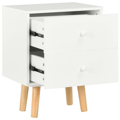Sängbord 2 st vit 40x30x50 cm massiv furu