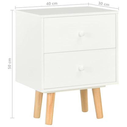 Sängbord 2 st vit 40x30x50 cm massiv furu