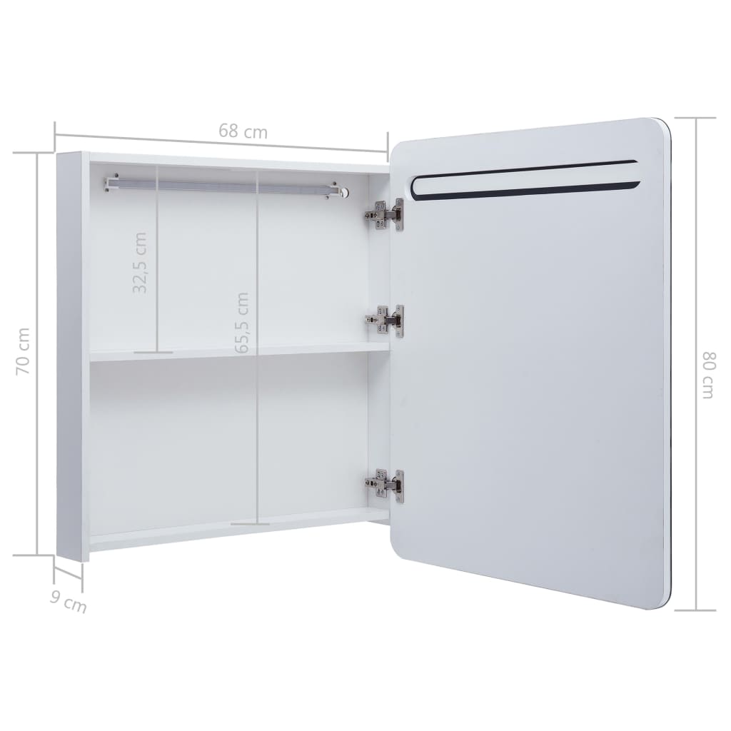 Badrumsspegel Spegelskåp LED 68x9x80 cm