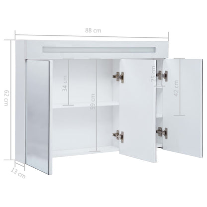 Badrumsskåp med spegel LED 88x13x62 cm