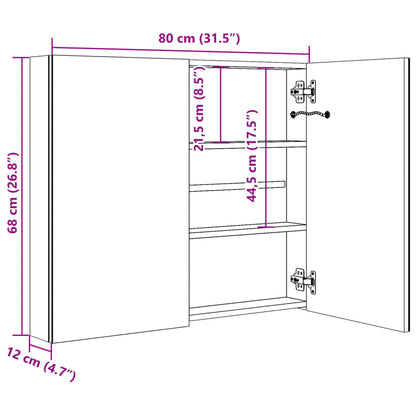 Badrumsspegel Spegelskåp LED 80x12,2x68 cm
