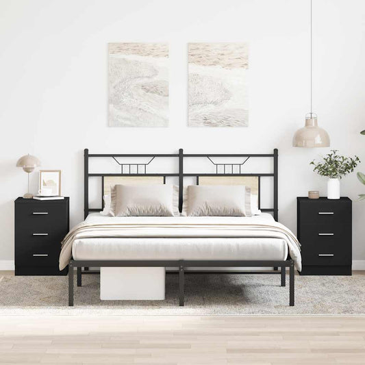 Sängbord 2 st svart 38x35x56 cm konstruerat trä