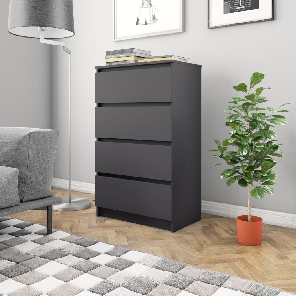 Byrå grå 60x35x98,5 cm konstruerat trä