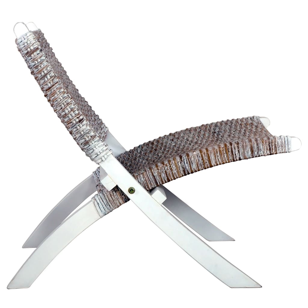 Fåtölj Vit naturlig rotting och massiv mahogny