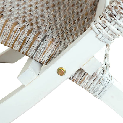 Fåtölj Vit naturlig rotting och massiv mahogny