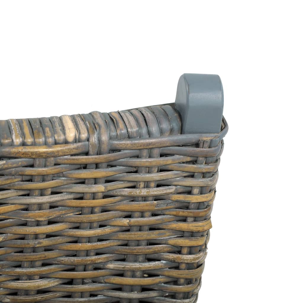 Fåtölj Grå naturlig kubu-rotting och massiv mahogny