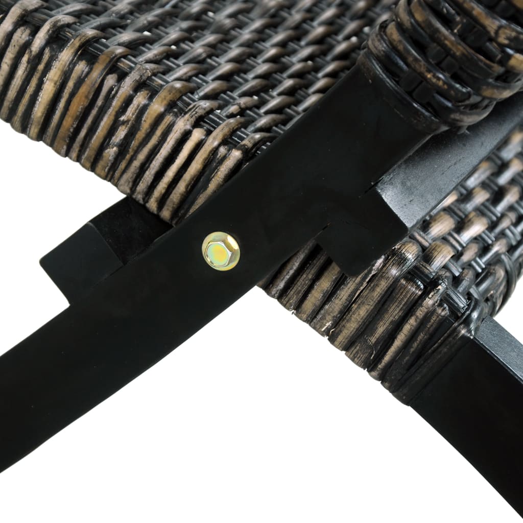 Fåtölj Svart naturlig kubu-rotting och massiv mahogny