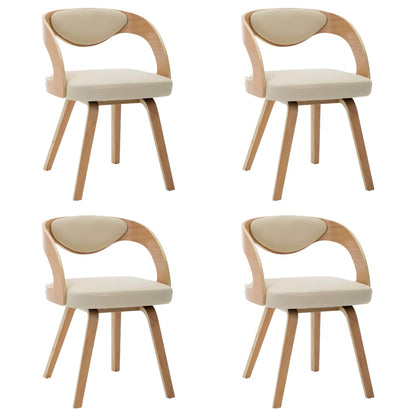 Matstolar 4 st gräddvit böjträ och konstläder